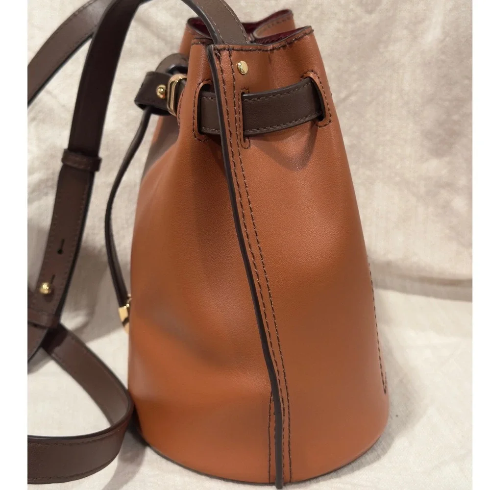 Marc Jacobs Renegade Color Blocked Brown Leather Bucket‎ Bag Crossbody